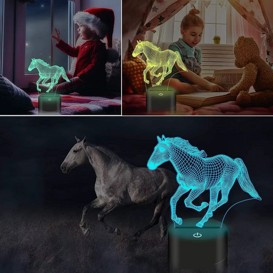 Lampe 3D Illusion Cheval – Magie lumineuse pour enfants et rêveurs