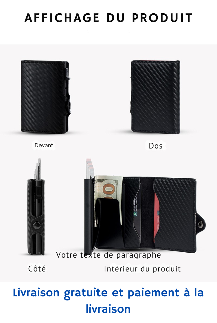 Portefeuille RFID en cuir de luxe
