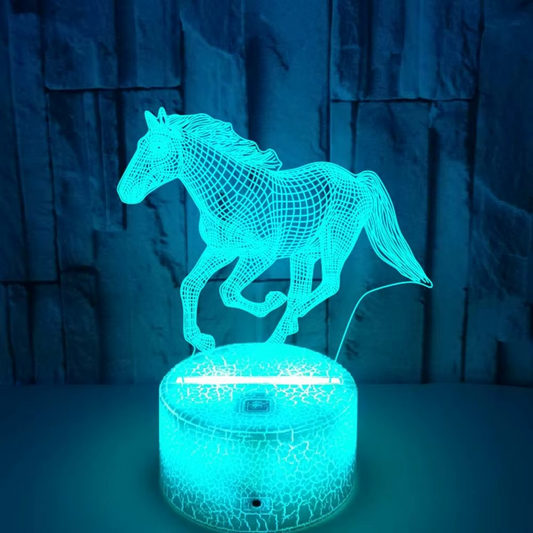 Lampe 3D Illusion Cheval – Magie lumineuse pour enfants et rêveurs
