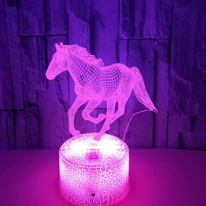 Lampe 3D Illusion Cheval – Magie lumineuse pour enfants et rêveurs