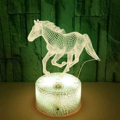 Lampe 3D Illusion Cheval – Magie lumineuse pour enfants et rêveurs